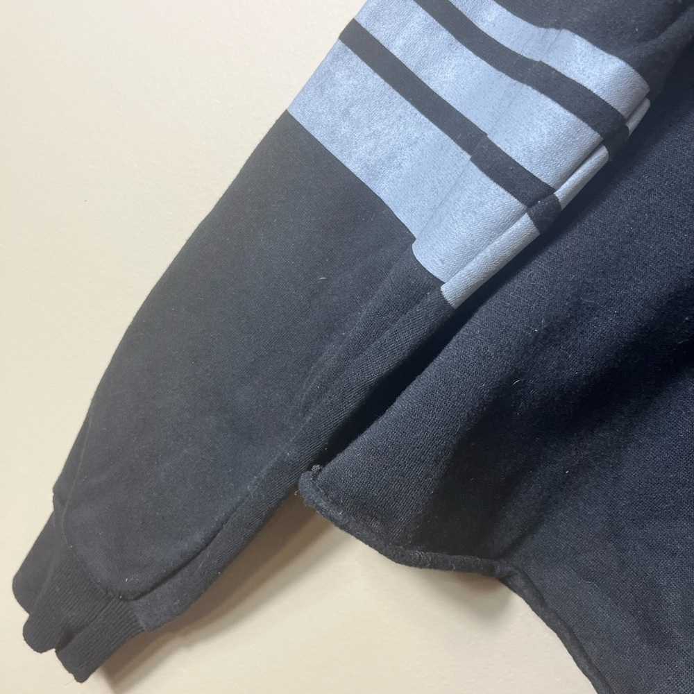 Rue 21 Paris Crop Top Sweatshirt L Black Varsity Stripe Long Sleeve Pullover - Picture 4 of 6